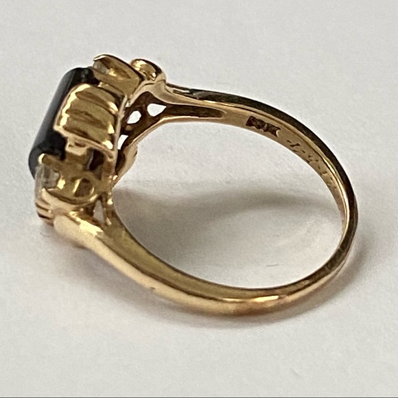 10k Gold Black Onyx Diamond Ring - Vintage - Picture 10 of 16